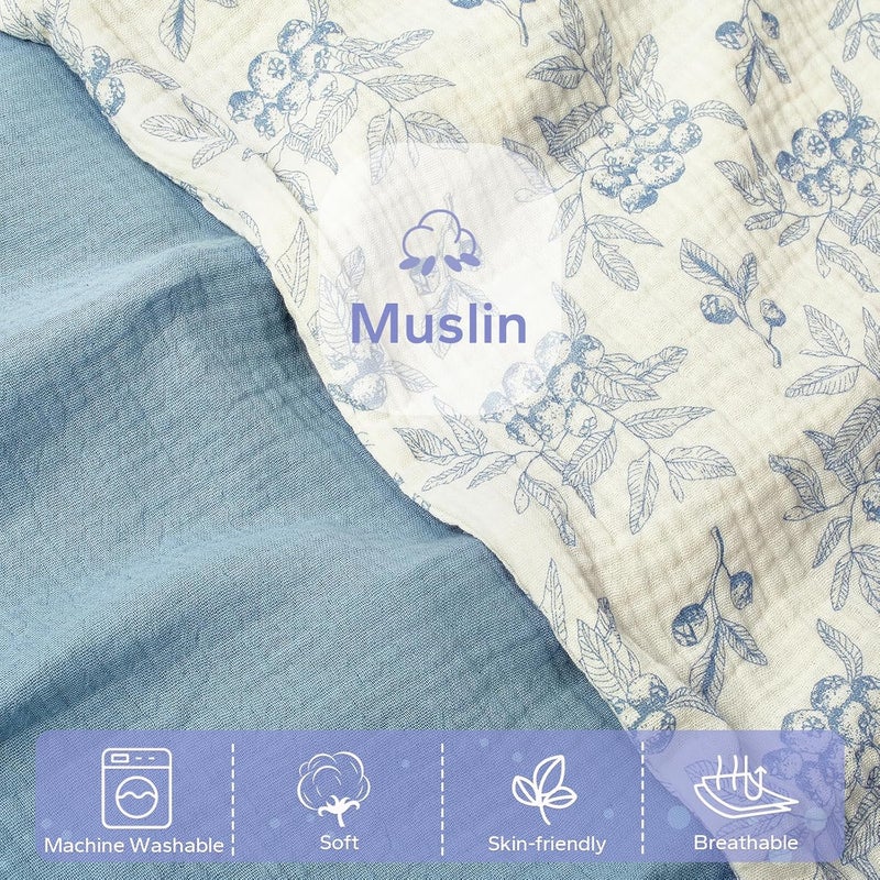FUNUPUP Muslin Baby Lounger Cover Compatible with Snuggle Me Lounger, Infant Pillow Cover for Newborn, Removable Nest Slipcover for Boys and Girls, Only Cover, Blueberries & Blue - Image 3